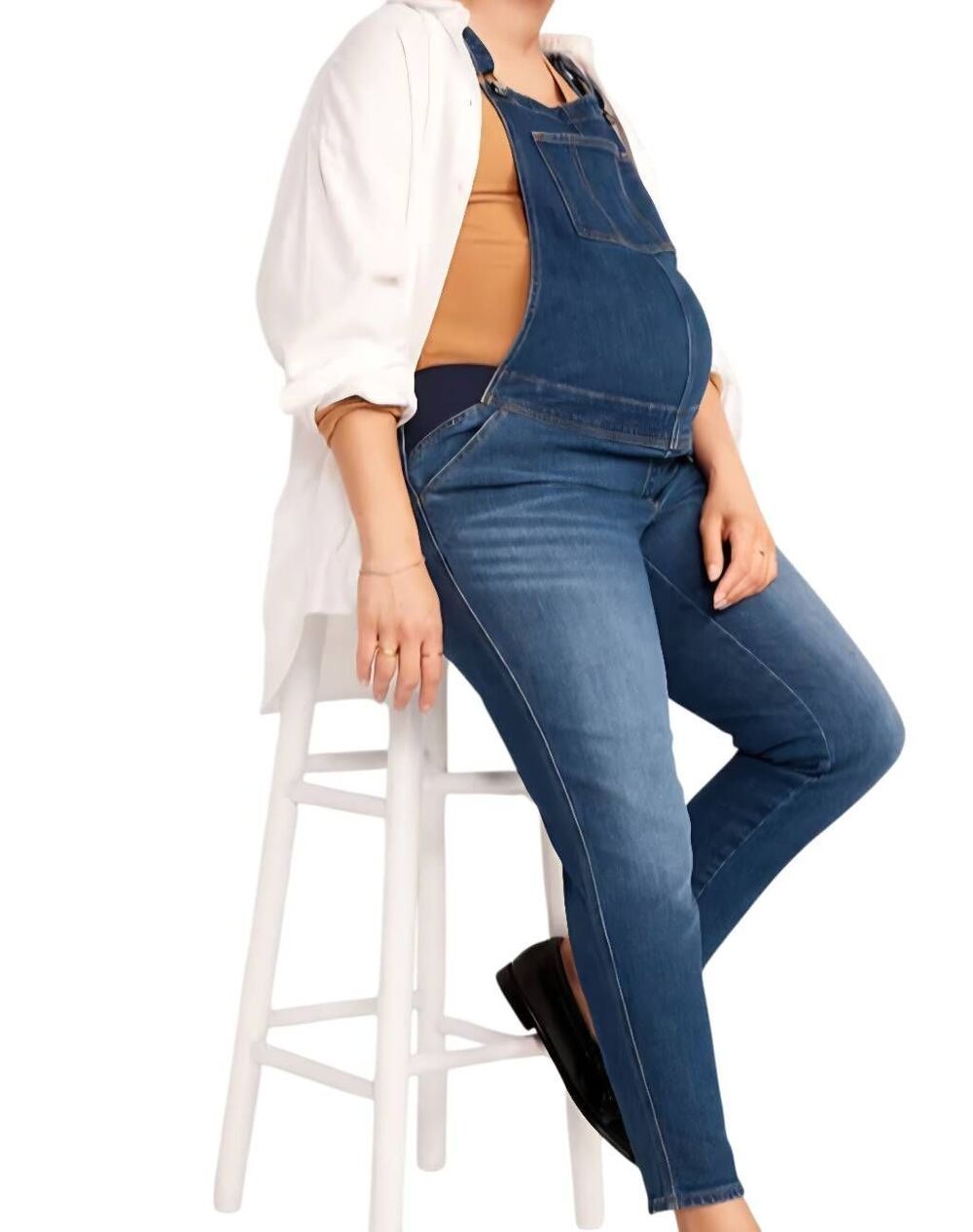 NWT Old Navy Overalls Women's 20 Maternity Side Panel OG Straight Denim Jean
